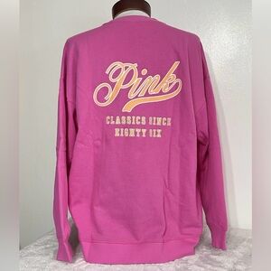 VS  PINK Limited Edition Pink Ivy Fleece Crewneck Sweatshirt XL NWT